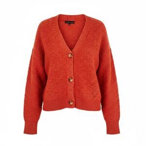 LOVE ELLIE Cardigan Women s Size L Orange Knit V-Neck Long Sleeve Button Front
